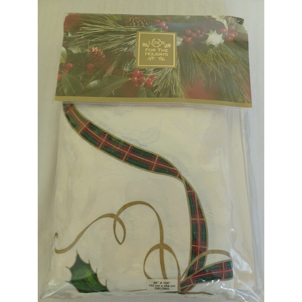 Lenox Holiday Nouveau NWT tablecloth 60x104” oblong new classic Christmas linens - Picture 2 of 5